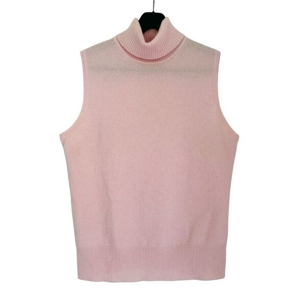Lord & Taylor Pink Cashmere Cowl Turtleneck Sleeveless Sweater Size Large - Picture 1 of 3